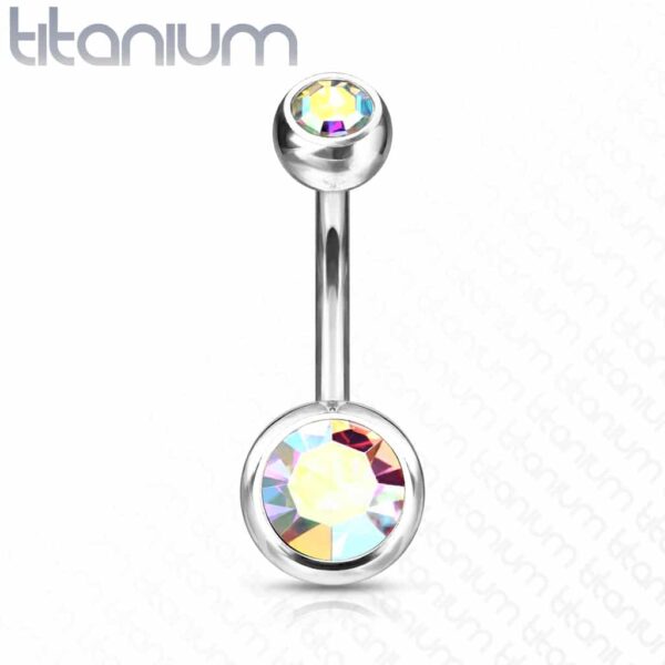 Titanium navelpiercing met gekleurde CZ steen - Afbeelding 15