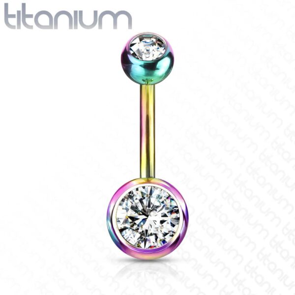 Titanium navelpiercing met gekleurde CZ steen - Afbeelding 25