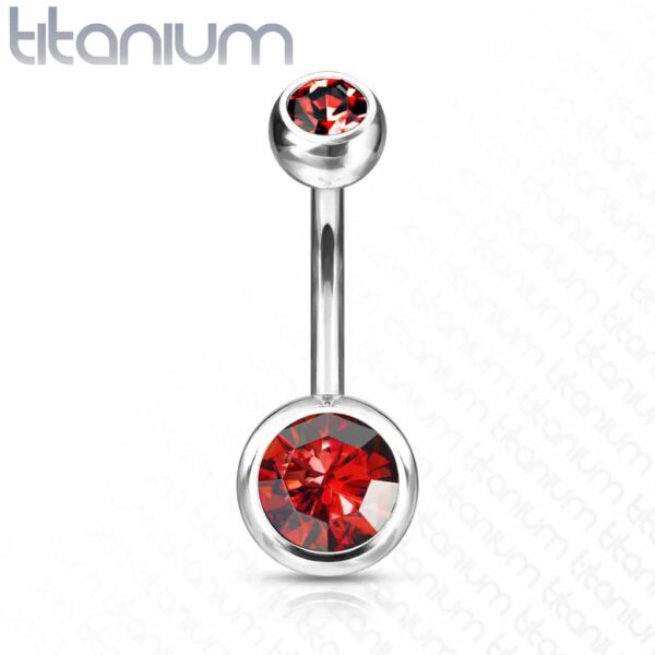 Titanium navelpiercing met gekleurde CZ steen - Afbeelding 47