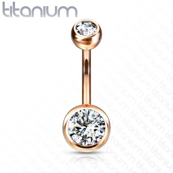 Titanium navelpiercing met gekleurde CZ steen - Afbeelding 24