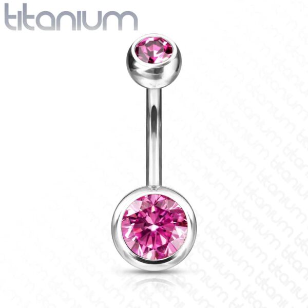 Titanium navelpiercing met gekleurde CZ steen - Afbeelding 33