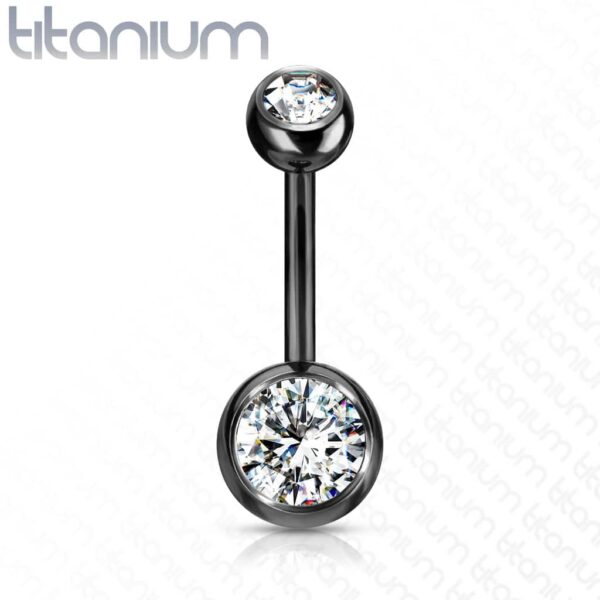 Titanium navelpiercing met gekleurde CZ steen - Afbeelding 32