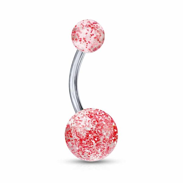 Titanium navelpiercing met glitterballetjes - Afbeelding 11