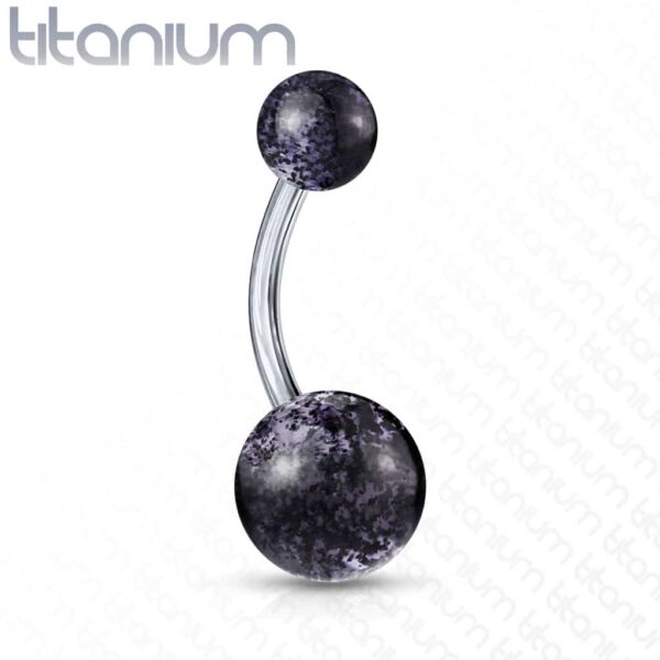 Titanium navelpiercing met glitterballetjes - Afbeelding 9