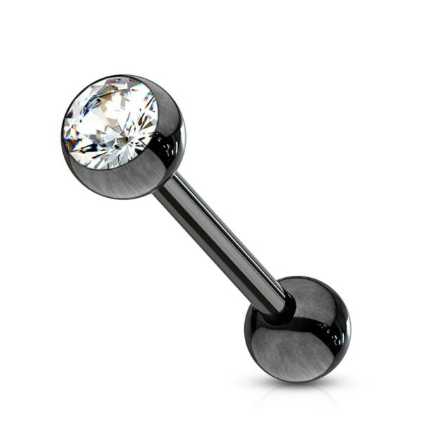 Titanium plated barbell met kristal in verschillende kleuren