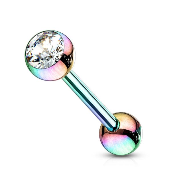 Titanium plated barbell met kristal in verschillende kleuren - Afbeelding 3