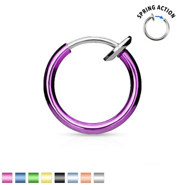 Titanium plated piercing ring met springveer sluiting