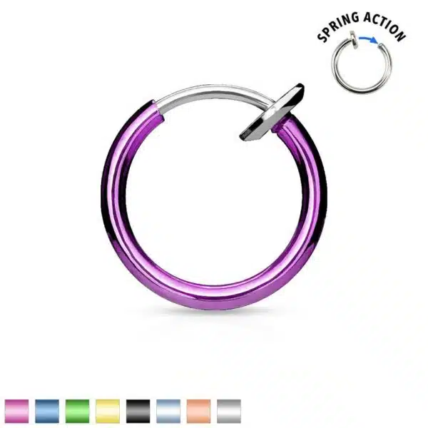 Titanium plated piercing ring met springveer sluiting