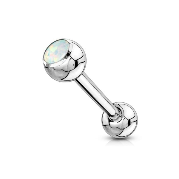 Tongpiercing barbell met press-fit en opaal-steen