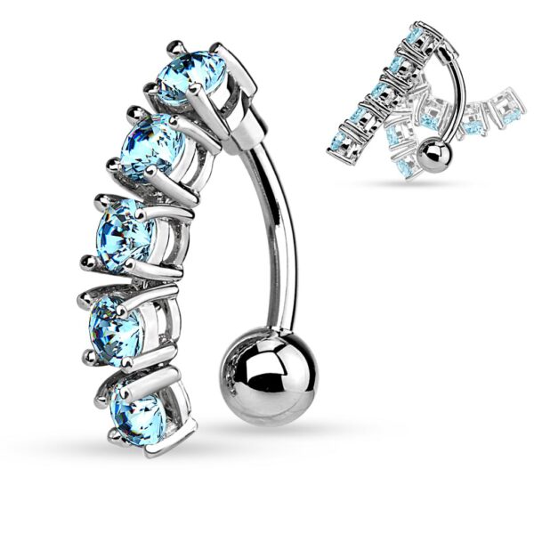 Upside down navelpiercing met flexibele kristallen - Afbeelding 5