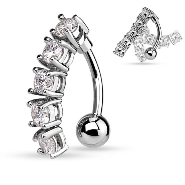 Upside down navelpiercing met flexibele kristallen - Afbeelding 2