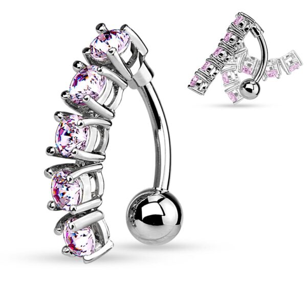 Upside down navelpiercing met flexibele kristallen - Afbeelding 4