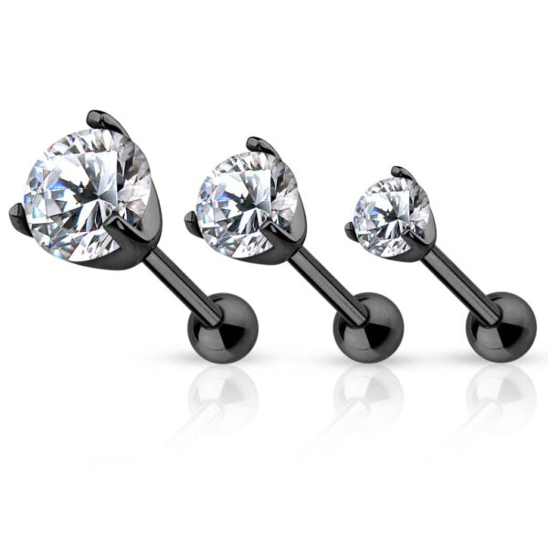 Vergulde tragus/helix piercing met heldere CZ steen - Afbeelding 6