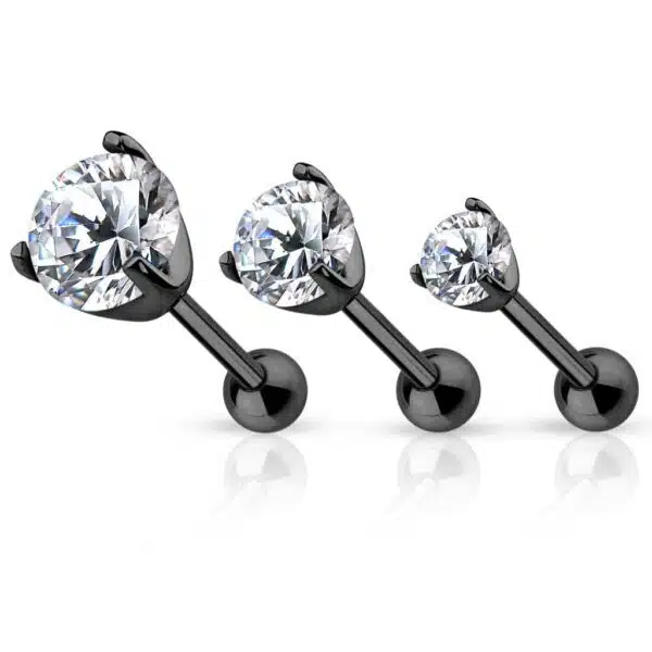 Vergulde tragus/helix piercing met heldere CZ steen - Afbeelding 6