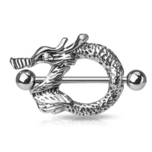 Viking tepelpiercig draak met oog kristal
