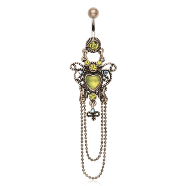 Vintage look navelpiercing met hanger en hart