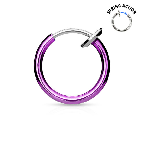 Titanium plated piercing ring met springveer sluiting - Afbeelding 2