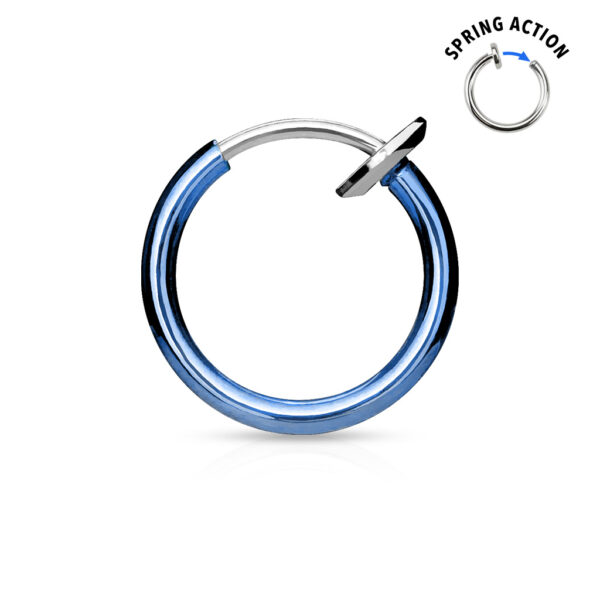 Titanium plated piercing ring met springveer sluiting - Afbeelding 3