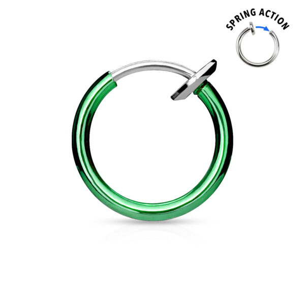 Titanium plated piercing ring met springveer sluiting - Afbeelding 4