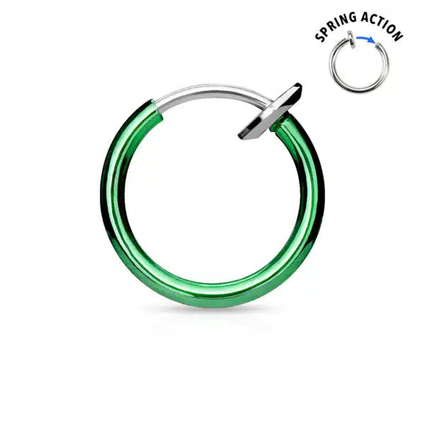 Titanium plated piercing ring met springveer sluiting - Afbeelding 4