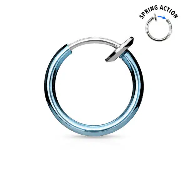 Titanium plated piercing ring met springveer sluiting - Afbeelding 7