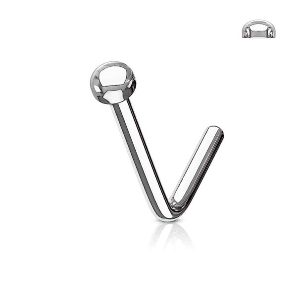 Zilverkleurige neus stud piercing met halve bal