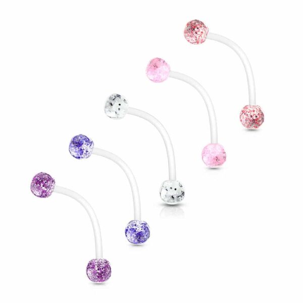 Zwangerschap navelpiercing flexibel met glitterballetjes - Afbeelding 3