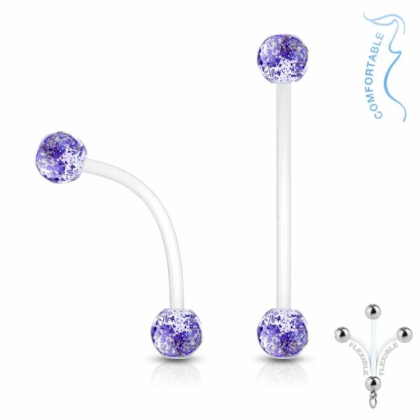 Zwangerschap navelpiercing flexibel met glitterballetjes - Afbeelding 7