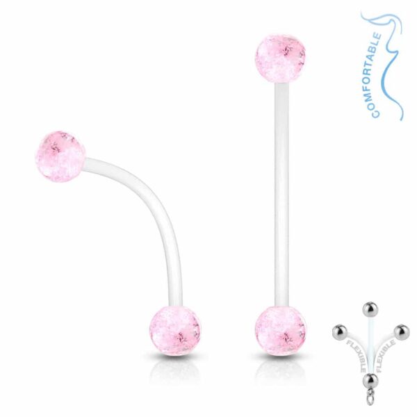 Zwangerschap navelpiercing flexibel met glitterballetjes - Afbeelding 9
