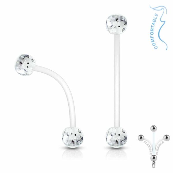 Zwangerschap navelpiercing flexibel met glitterballetjes - Afbeelding 8