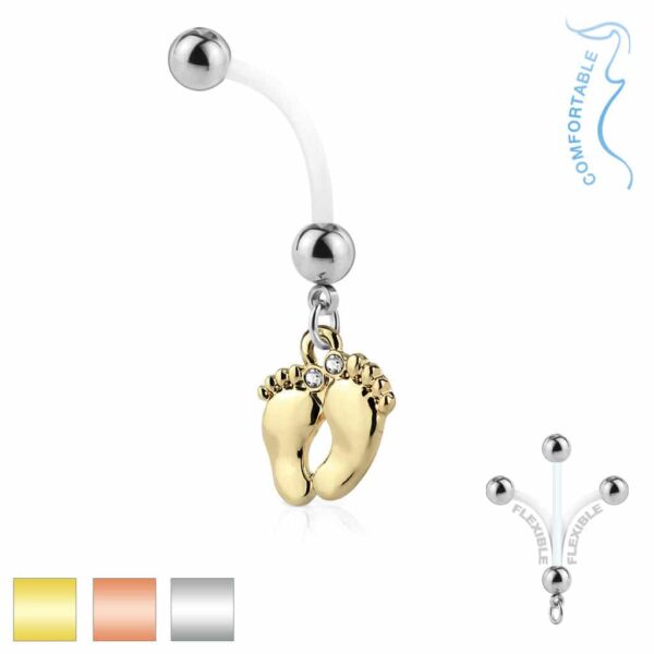 Zwangerschap navelpiercing met babyvoetjes