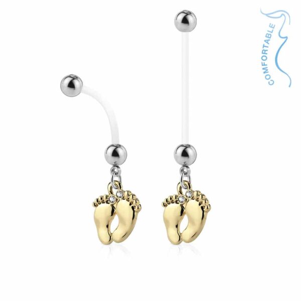 Zwangerschap navelpiercing met babyvoetjes - Afbeelding 2
