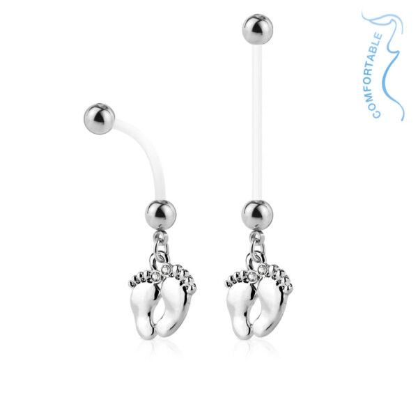 Zwangerschap navelpiercing met babyvoetjes - Afbeelding 4