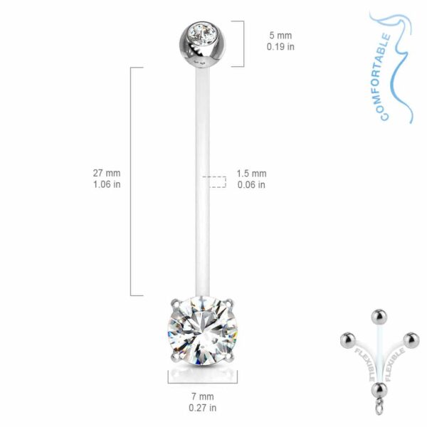 Zwangerschap navelpiercing met prong-set - Afbeelding 2