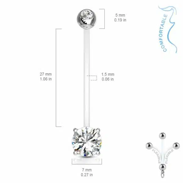Zwangerschap navelpiercing met prong-set - Afbeelding 2