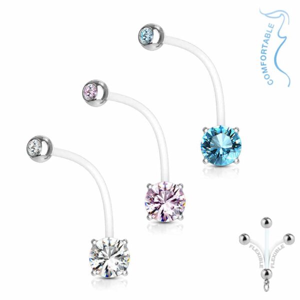 Zwangerschap navelpiercing met prong-set - Afbeelding 3