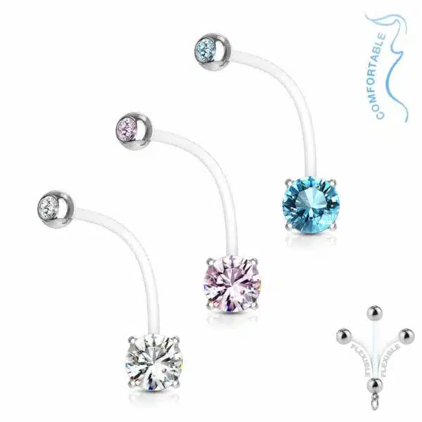 Zwangerschap navelpiercing met prong-set - Afbeelding 3