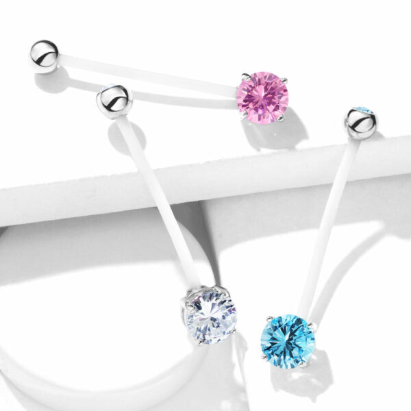 Zwangerschap navelpiercing met prong-set - Afbeelding 5