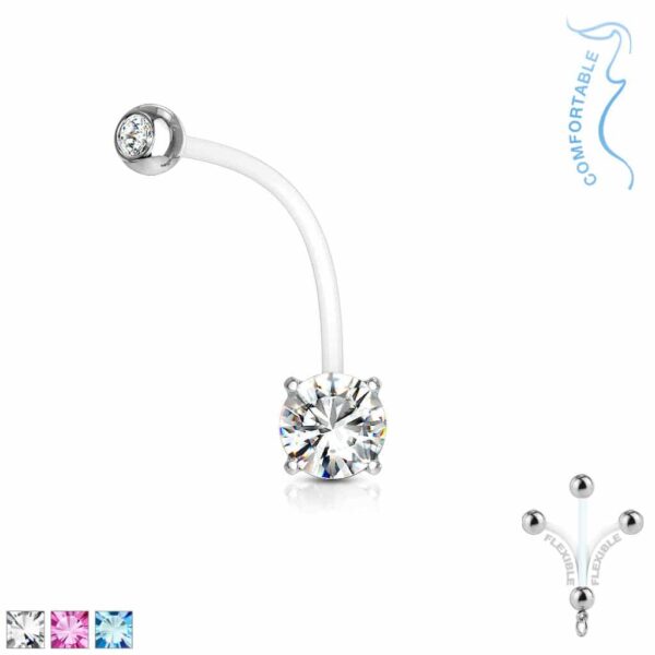 Zwangerschap navelpiercing met prong-set