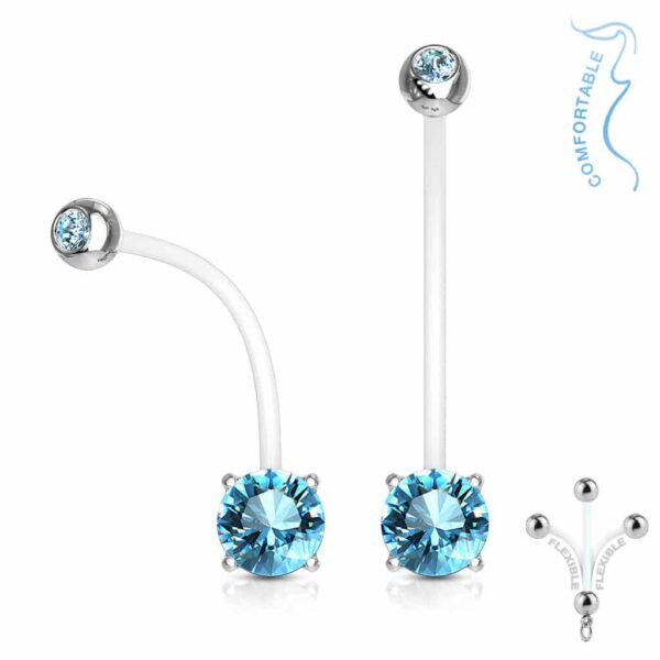 Zwangerschap navelpiercing met prong-set - Afbeelding 8