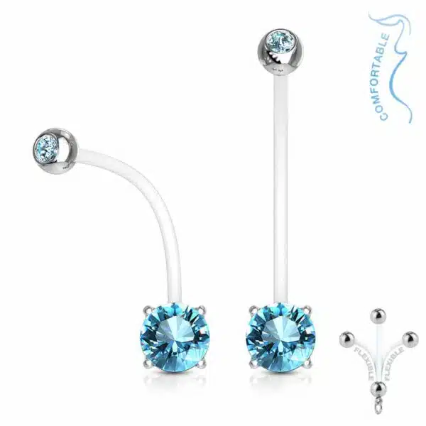 Zwangerschap navelpiercing met prong-set - Afbeelding 8