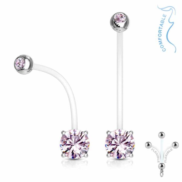 Zwangerschap navelpiercing met prong-set - Afbeelding 7
