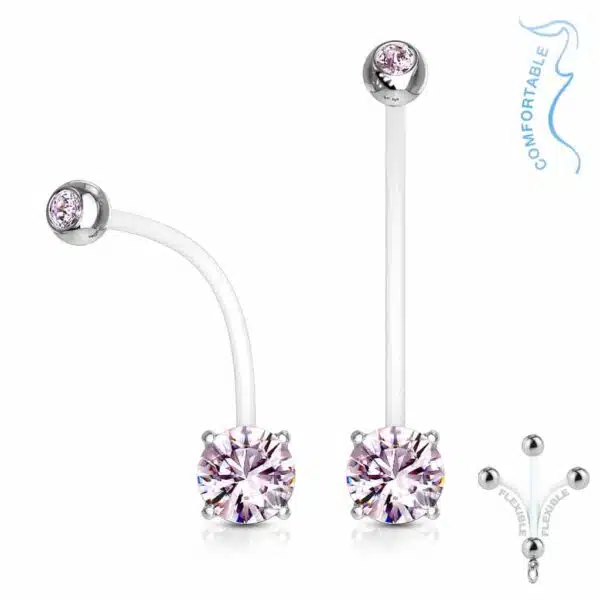 Zwangerschap navelpiercing met prong-set - Afbeelding 7