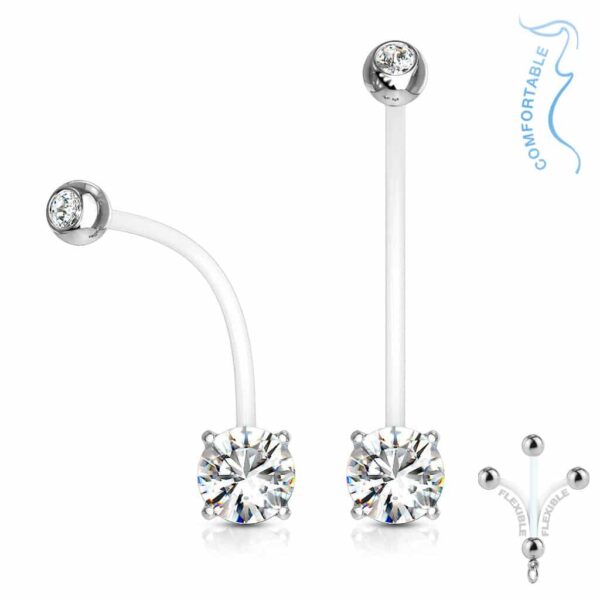 Zwangerschap navelpiercing met prong-set - Afbeelding 6