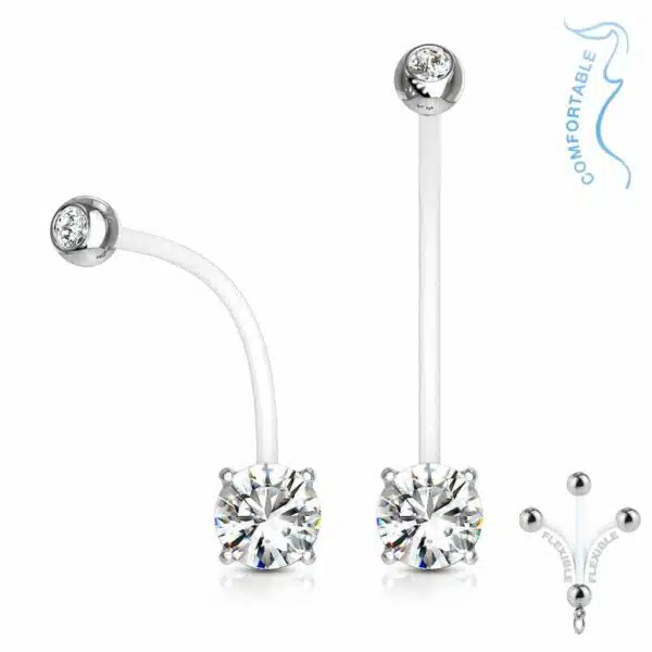 Zwangerschap navelpiercing met prong-set - Afbeelding 6