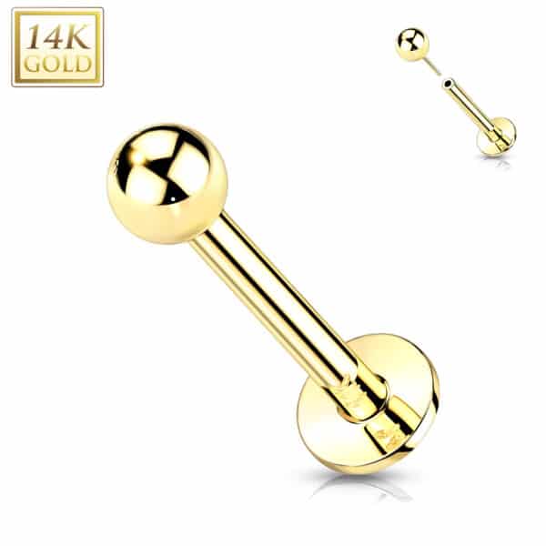 14K Gouden Threadless Labret – Met Balletje