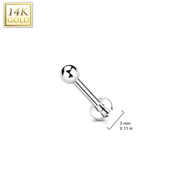 14K Gouden Threadless Labret – Met Balletje - Afbeelding 4