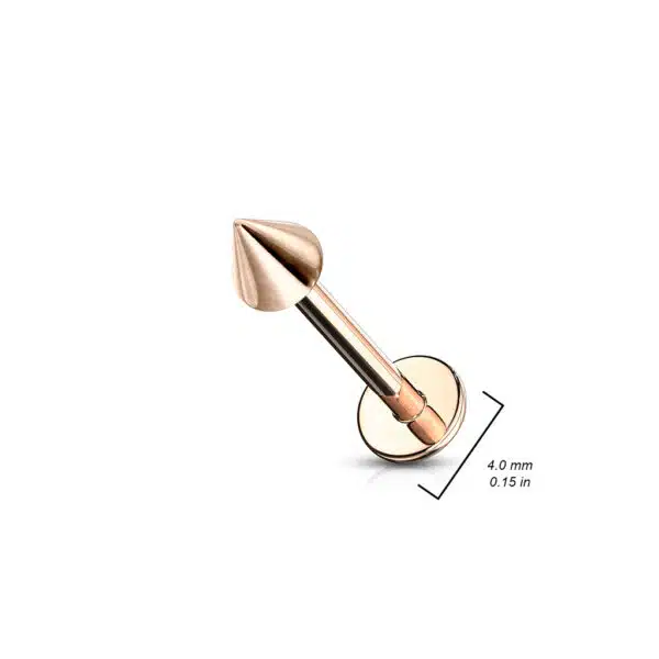 Labret met Spikes – rosé goudkleur IP over Chirurgisch Staal - Afbeelding 2