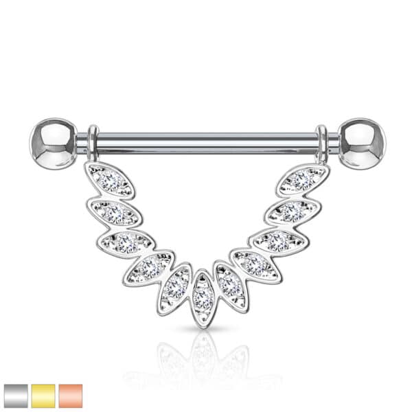 Tepelpiercing met met cz en veer hanger