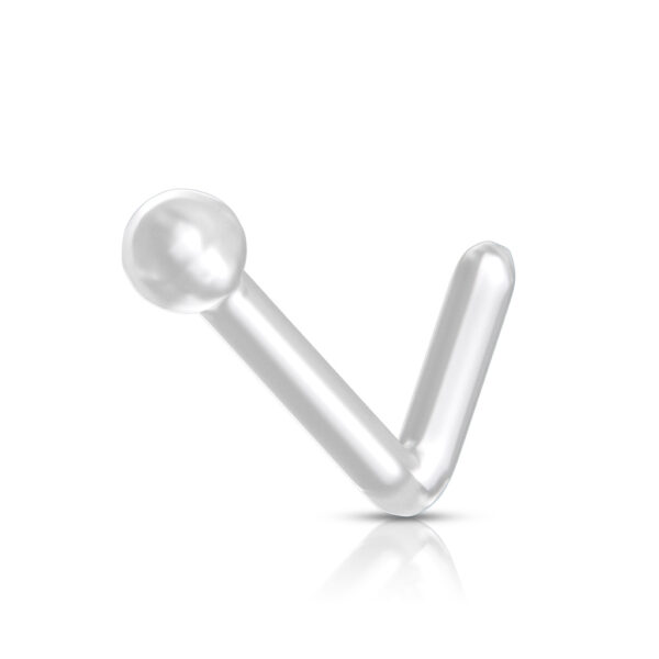 Transparante retainer L-bend neus stud met balletje